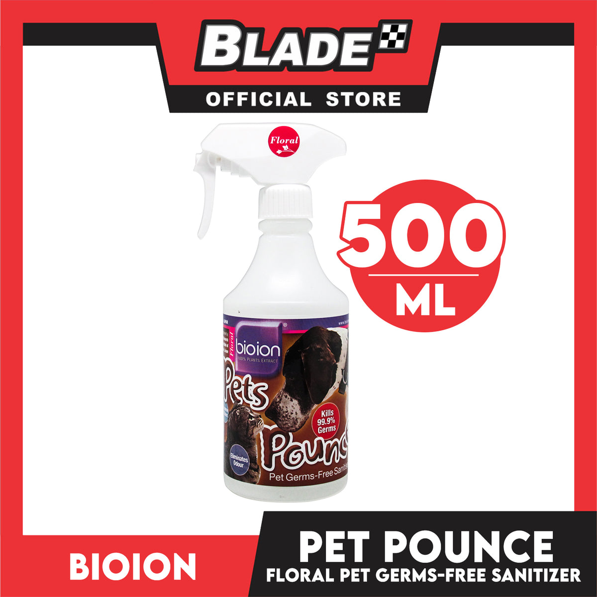 Bio Ion Pet Pounce Floral 500ml Pet Germs-Free Sanitizer