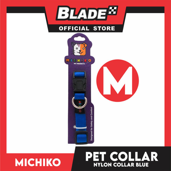 Michiko Nylon Collar Blue (Medium) Pet Collar