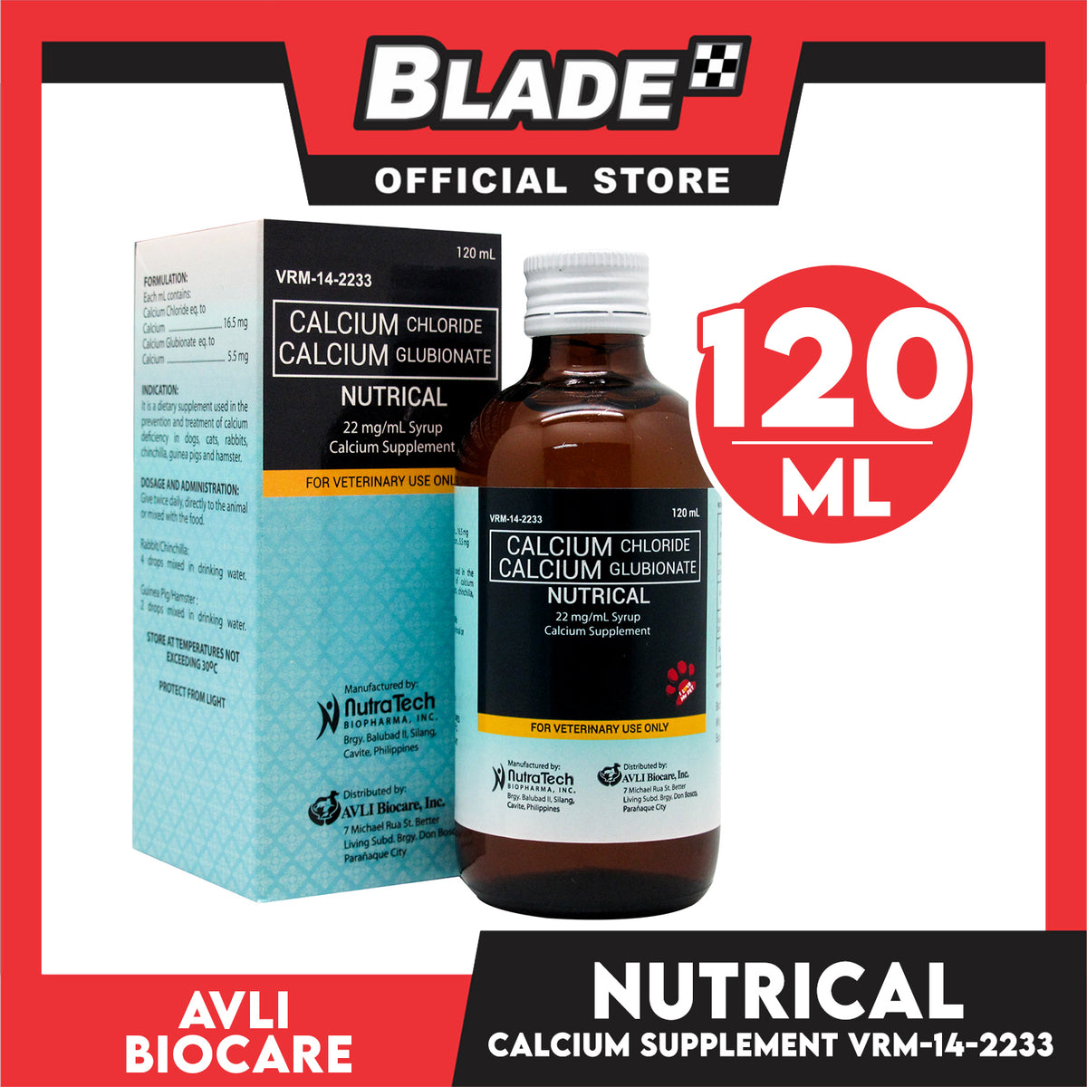 Nutrical Calcium Supplement, Calcium Chloride and Calcium Glubionate 120ml VRM-14-2233