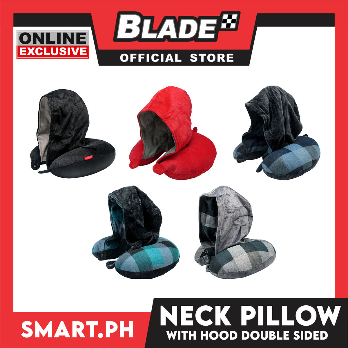 Gifts Neck Pillow With Hood 2 Sides Cotton (Assorted Color)