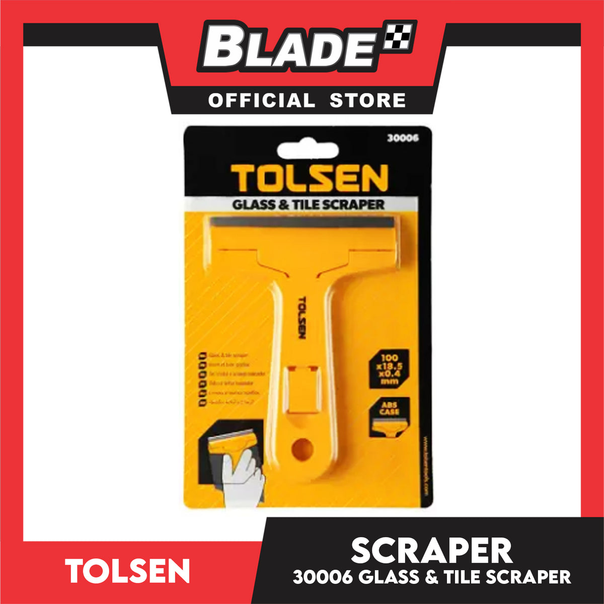 Tolsen Glass and Tile Scraper 100 x 18.5 x 0.4 mm 30006