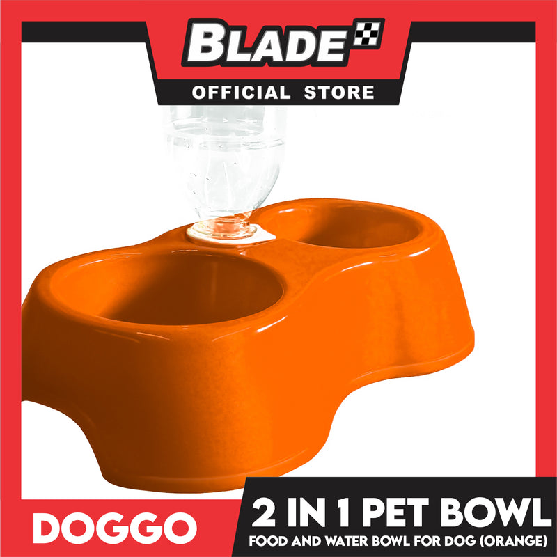 Doggo 2 in 1 Pet Bowl Food and Drinking Bowl (Orange)