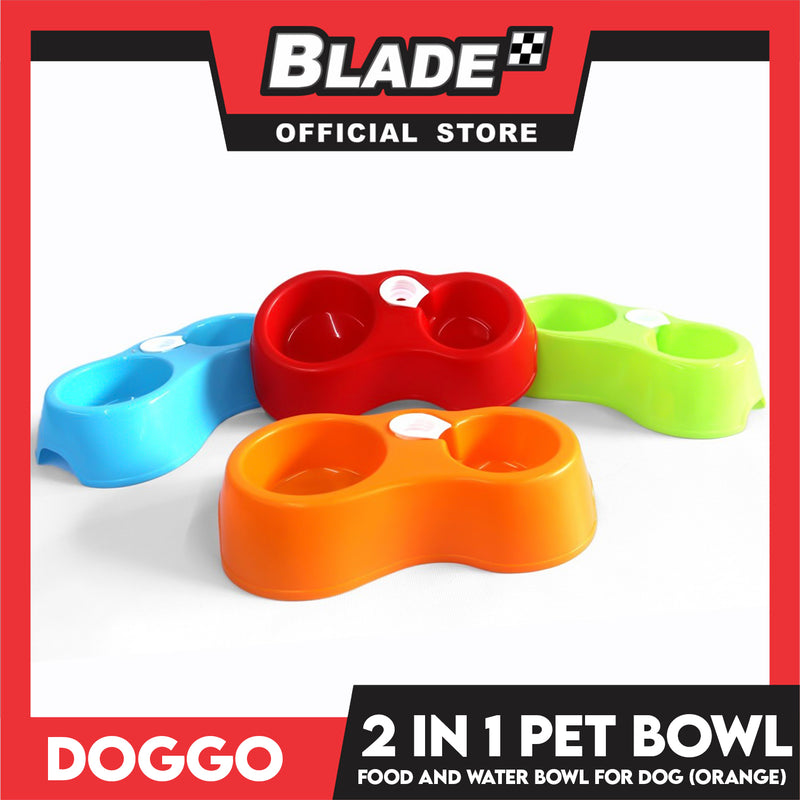 Doggo 2 in 1 Pet Bowl Food and Drinking Bowl (Orange)