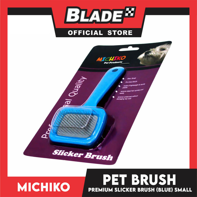 Michiko Slicker Brush Blue Color (Small) Pet Brush, Pet Grooming