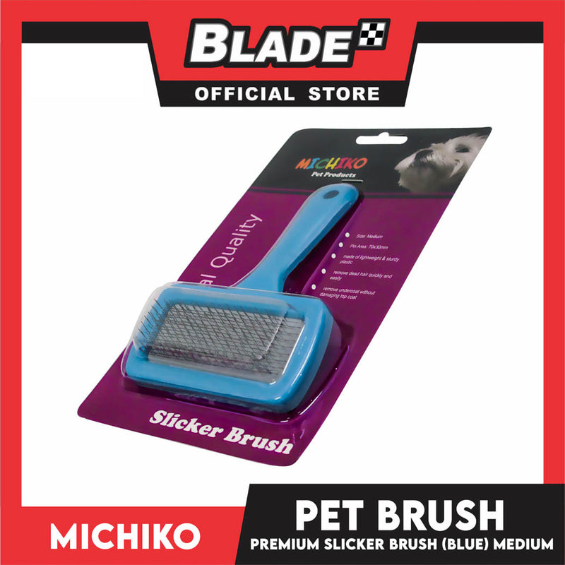 Michiko Slicker Brush Blue Color (Medium) Pet Brush, Pet Grooming