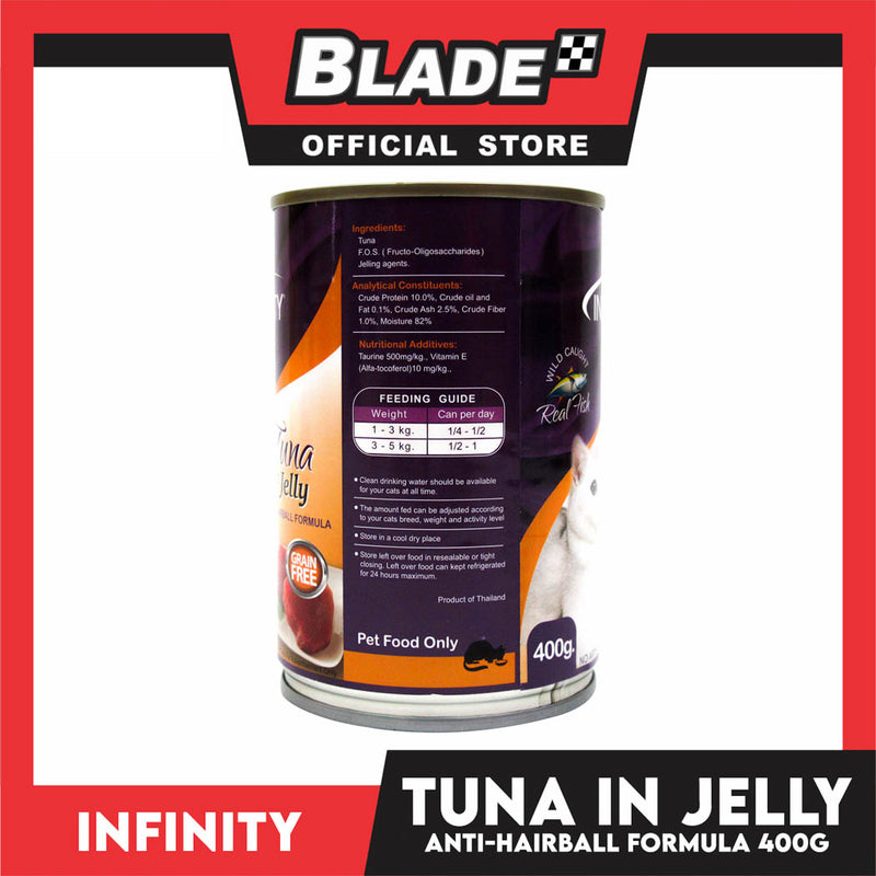 Infinity Tuna In Jelly, Grain Free 400g Canned Wet Food (Anti-Hairball Formula) Cat Food