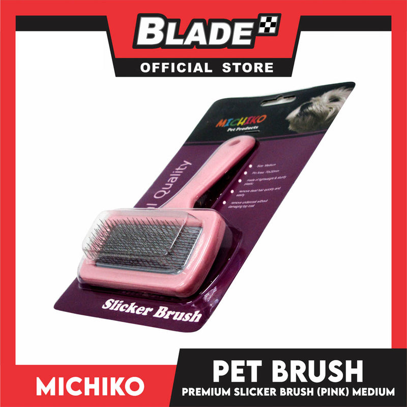 Michiko Slicker Brush Pink Color (Medium) Pet Brush, Pet Grooming