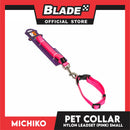 Michiko Nylon Collar Lead Set Pink (Small) Dog Pet Collar
