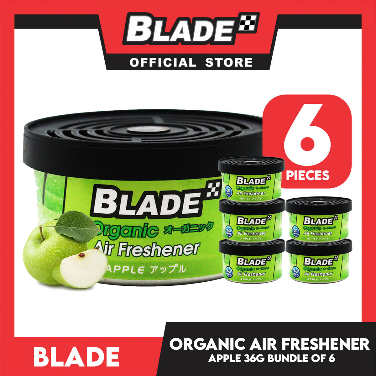 6pcs Blade Organic Air Freshener Apple 36g