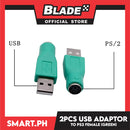 2Pcs USB Male to for PS/2 Female Adapter Converter (Green) for Keyboard Mouse with PS/2 Interface
