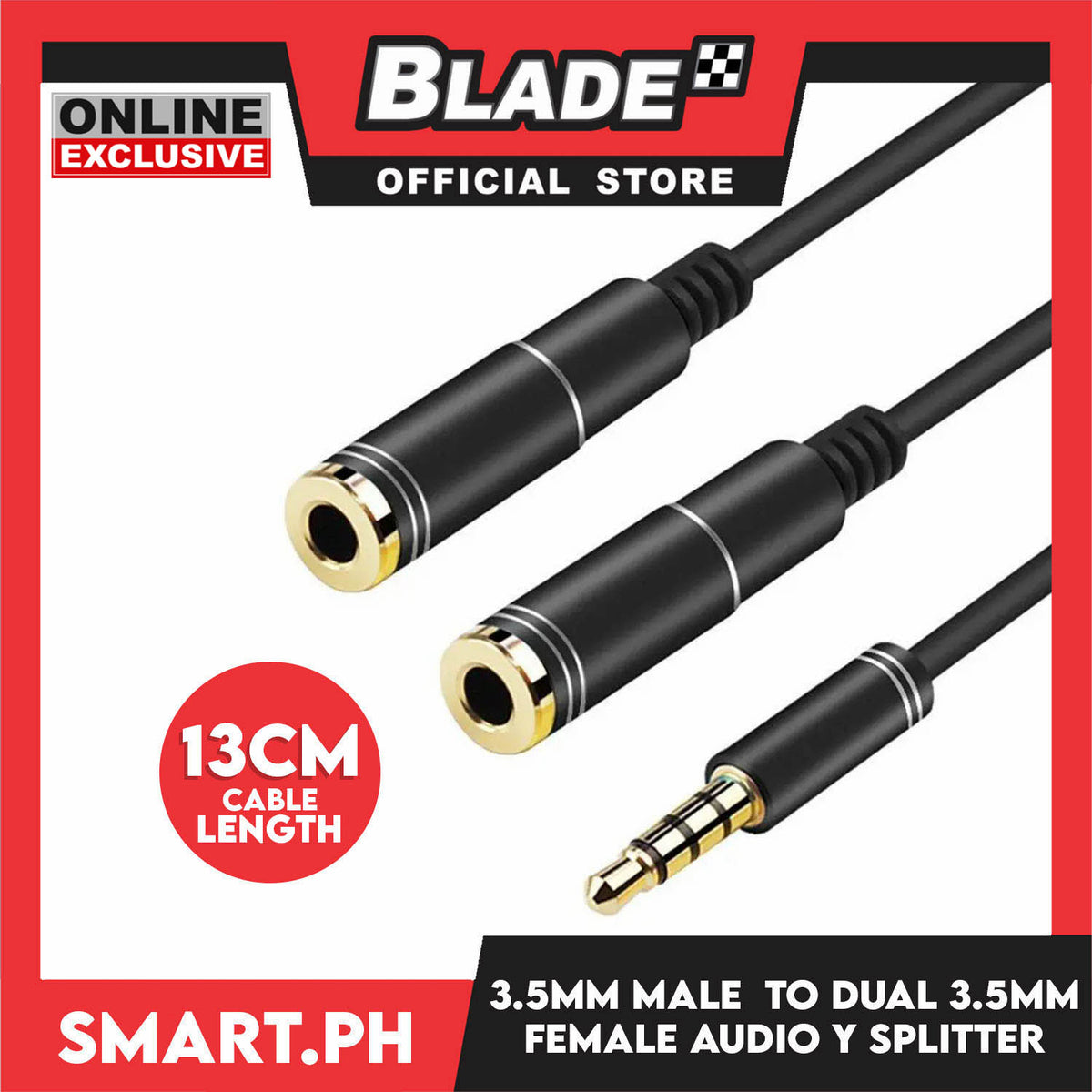 3.5mm Stereo Audio Y Splitter Male to Female Dual Headphone Jack Extender 13cm (Black) for Mobile Devices