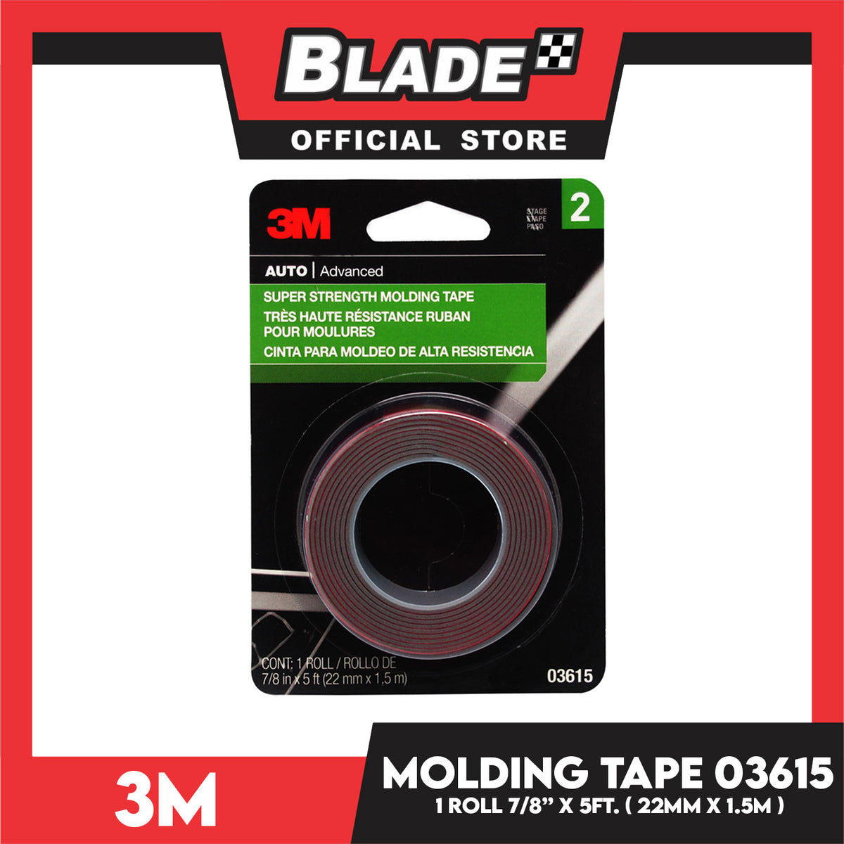 3M Auto Advanced 03615 Super Strength Molding Tape (2.2cm x 1.5m)