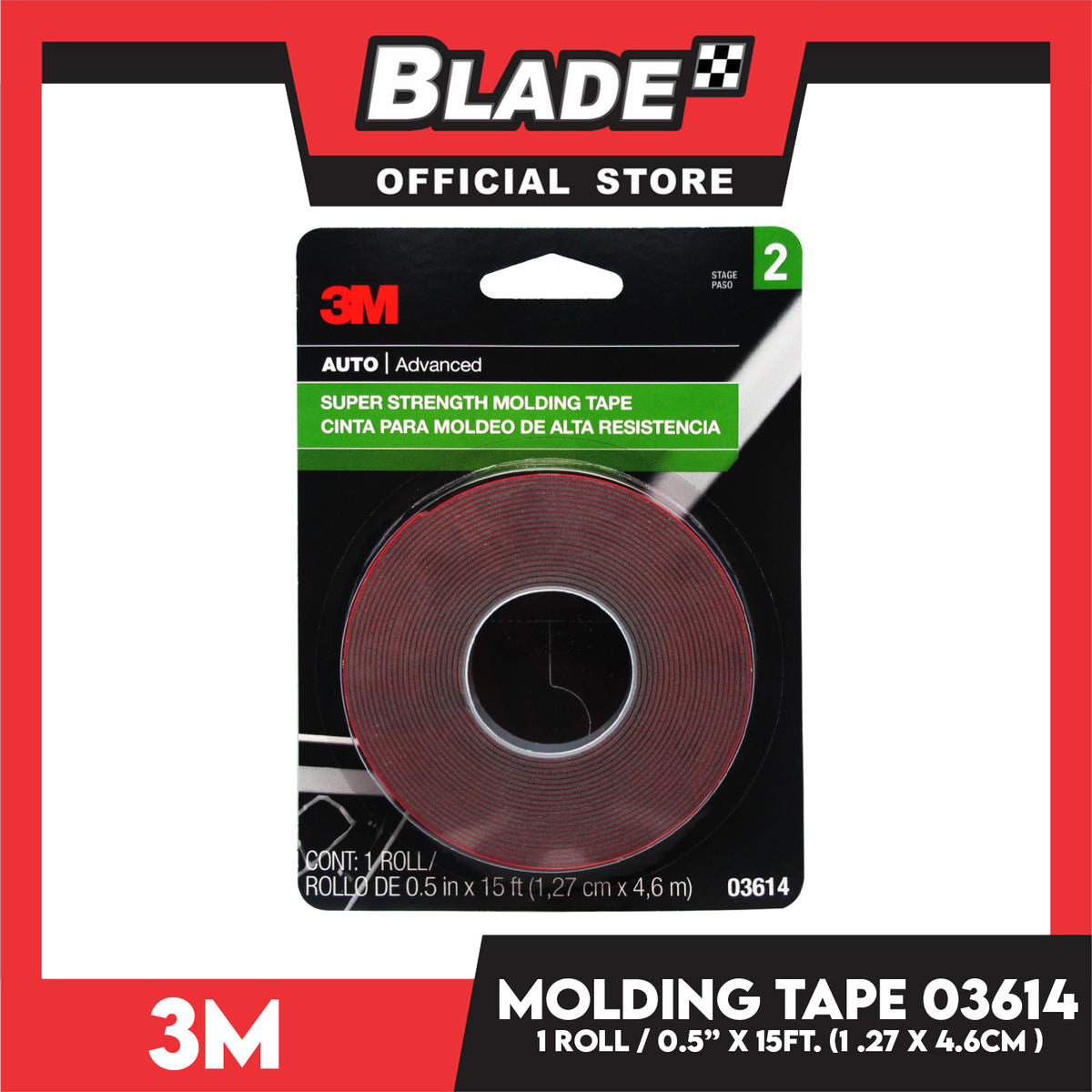 3M Auto Advanced 03614 Super Strength Molding Tape (1.27cm x 4.6m)