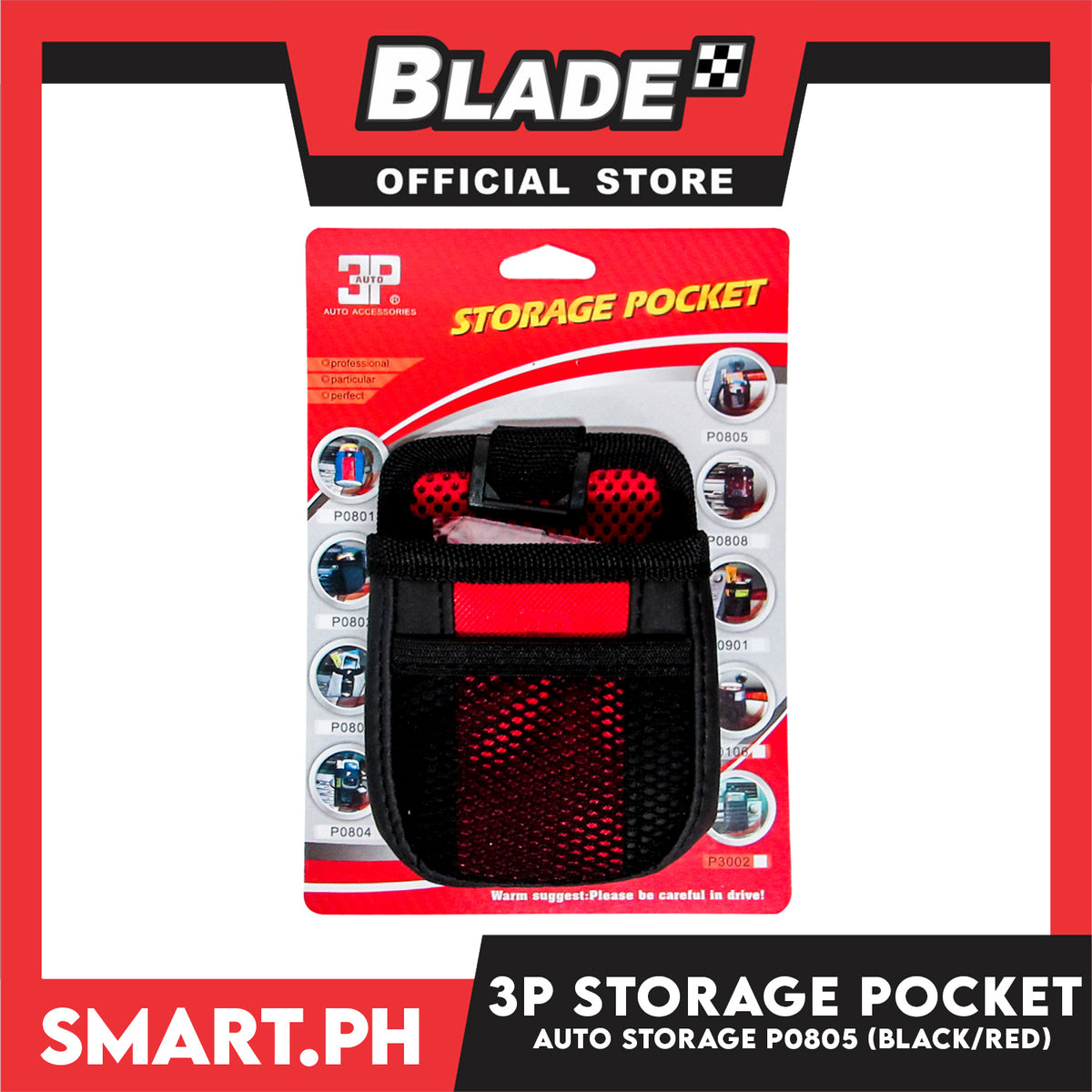 3P Auto Accessories Storage Pocket P0805 (Black and Red)