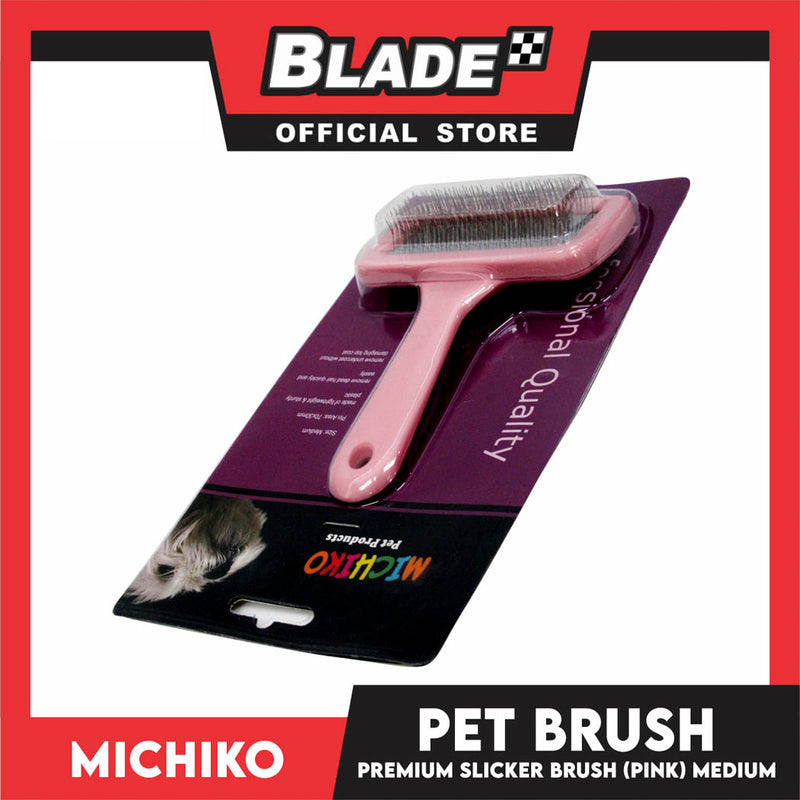 Michiko Slicker Brush Pink Color (Medium) Pet Brush, Pet Grooming