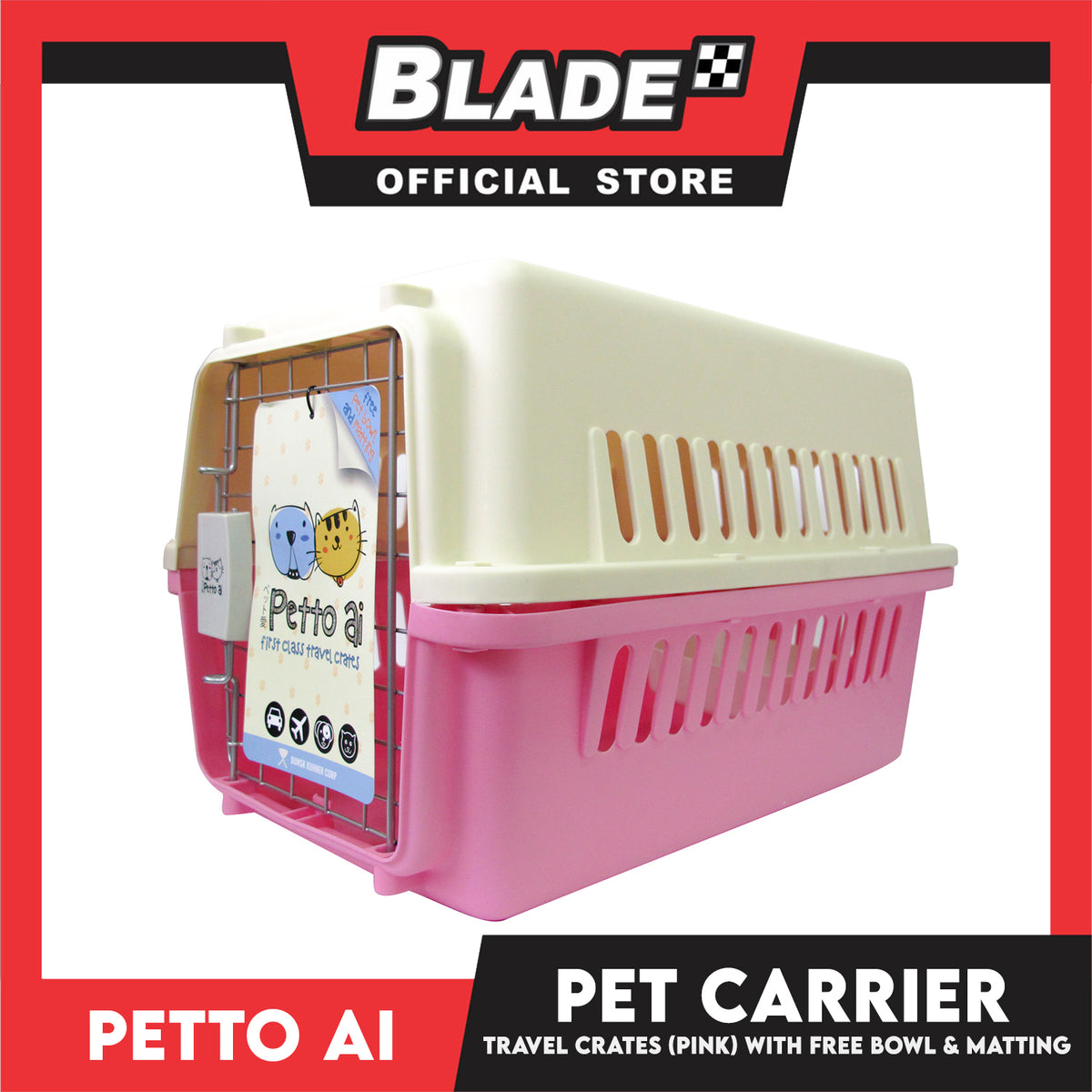 Petto Ai Dog Pet Carrier Crate (Pink) Pet Travel Carrier Animal Box