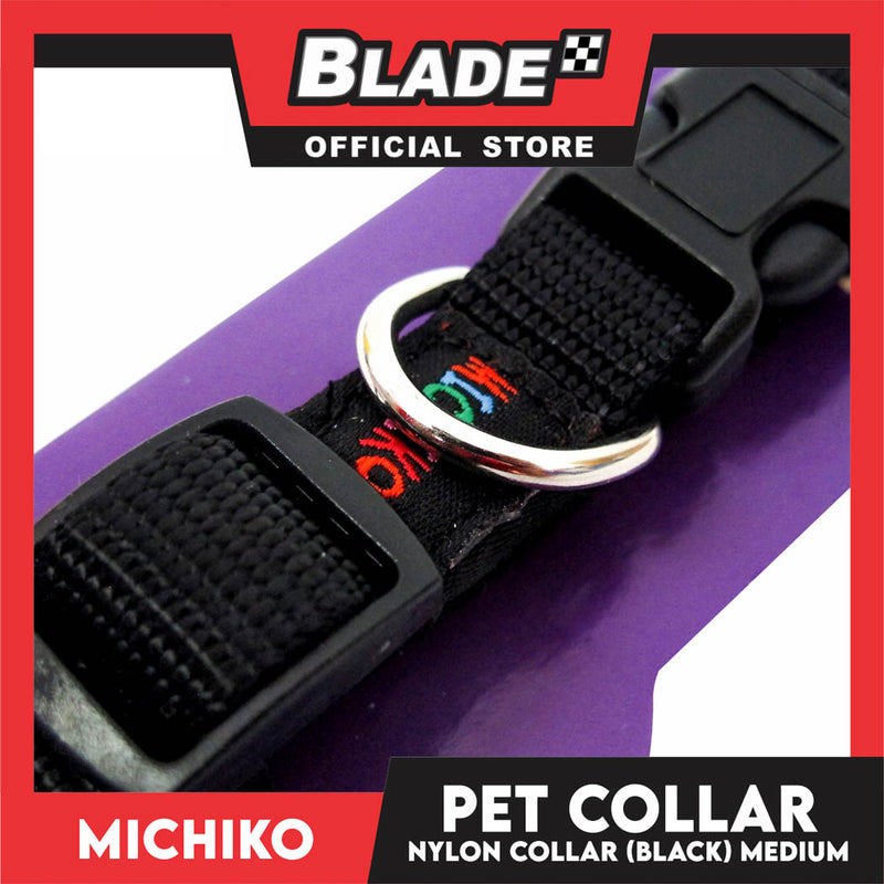 Michiko Nylon Collar Black (Medium) Pet Collar