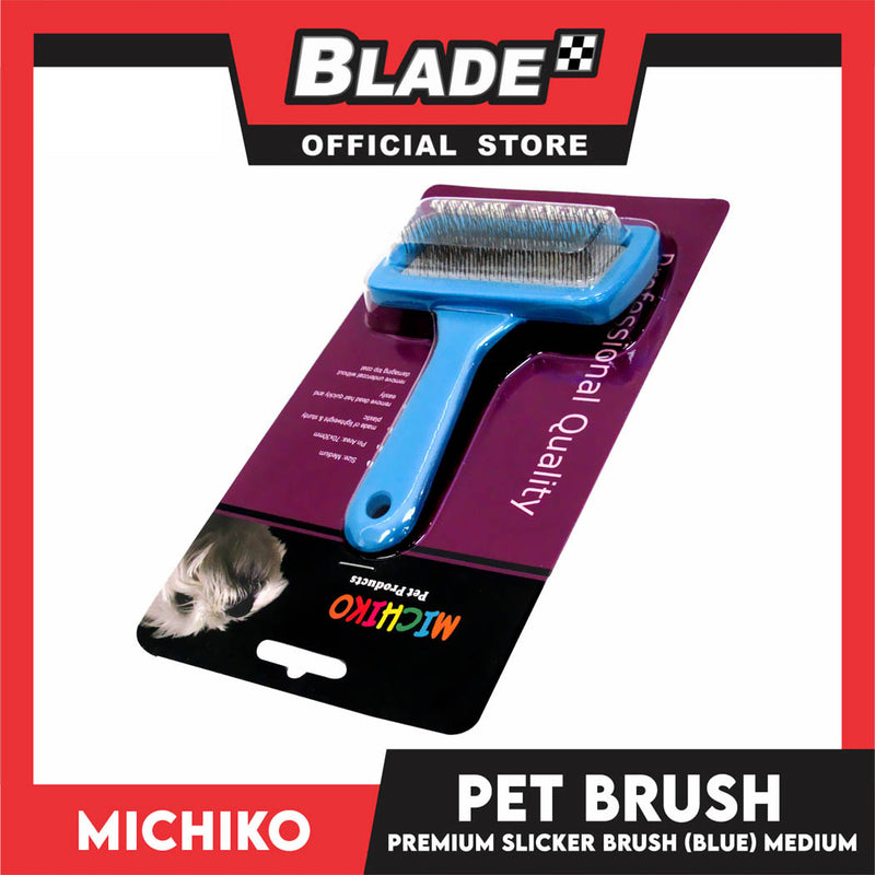 Michiko Slicker Brush Blue Color (Medium) Pet Brush, Pet Grooming