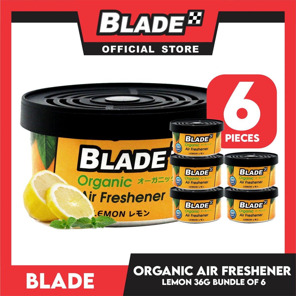 6pcs Blade Organic Air Freshener Lemon 36g