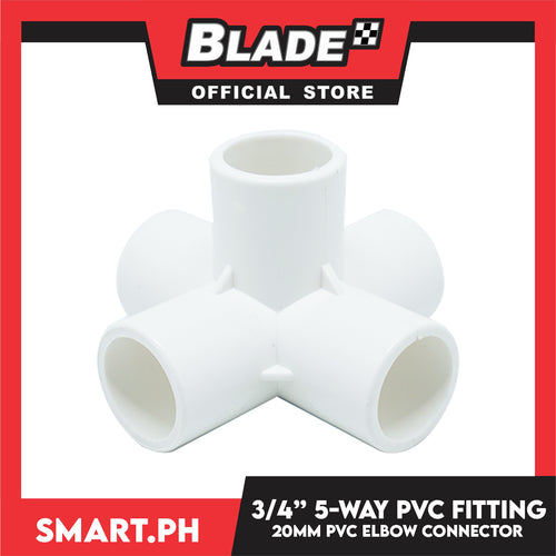 5 Way PVC Fitting Elbow 20mm Furniture Grade Connector for DIY PVC Shelf Garden Support Structure Storage Frame (White)