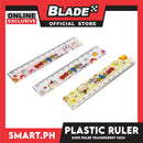 Gifts Ruler Plastic Transparent With Printed Designs 3011 (Assorted Colors)