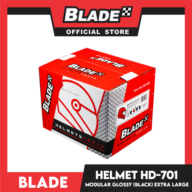 Blade Helmet Modular Full Face HD-701 Black Glossy (Extra Large)