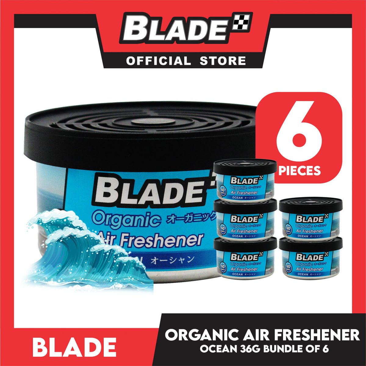 6pcs Blade Organic Air Freshener Ocean 36g