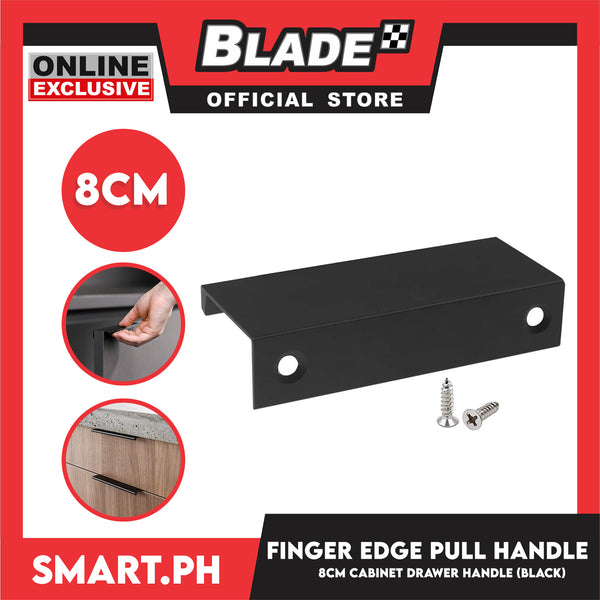 8cm Cabinet Finger Edge Full Hidden Handle Stainless (Black)