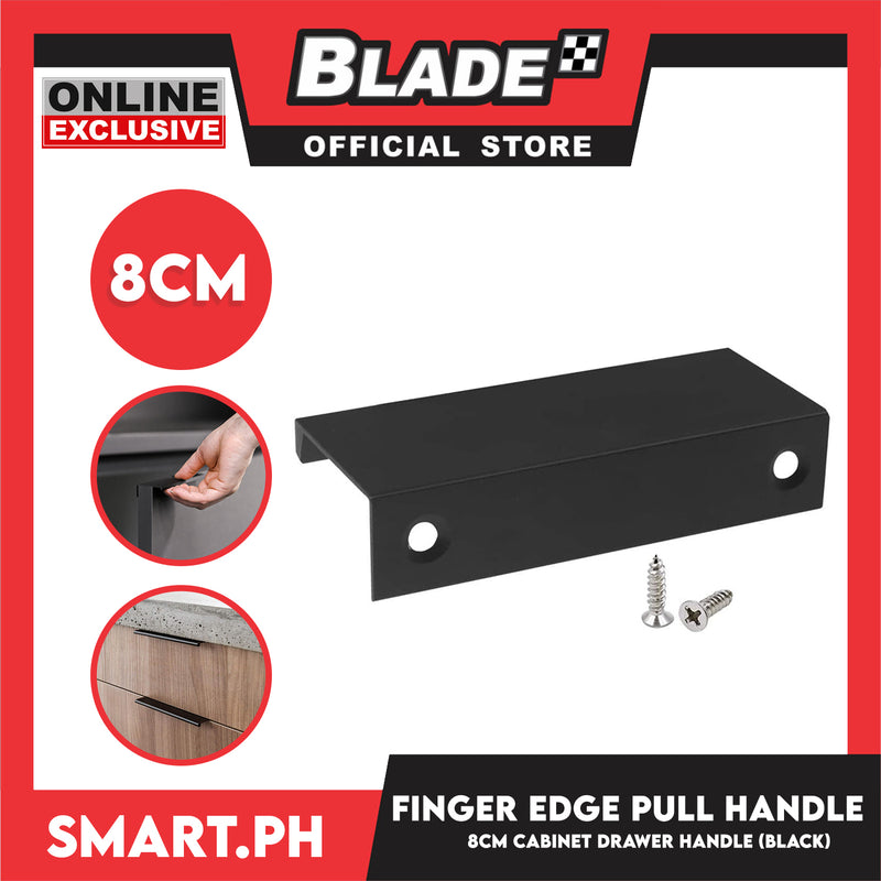 8cm Cabinet Finger Edge Full Hidden Handle Stainless (Black)