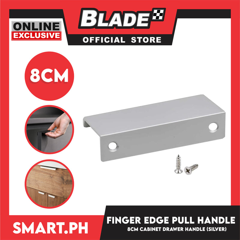 8cm Cabinet Finger Edge Full Hidden Handle Stainless (Silver)