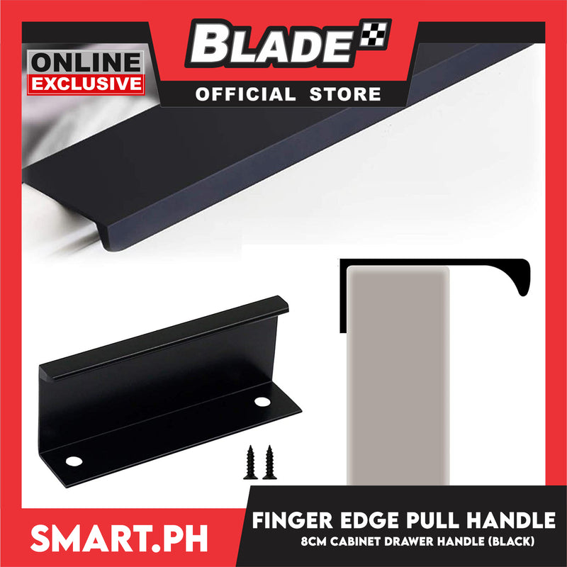 8cm Cabinet Finger Edge Full Hidden Handle Stainless (Black)