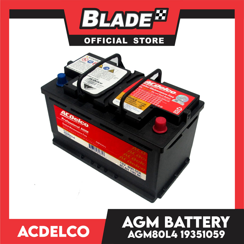 ACDelco Professional AGM Sealed Maintenance Free Premium AGM Battery AGM80L4 19351059 / DIN80