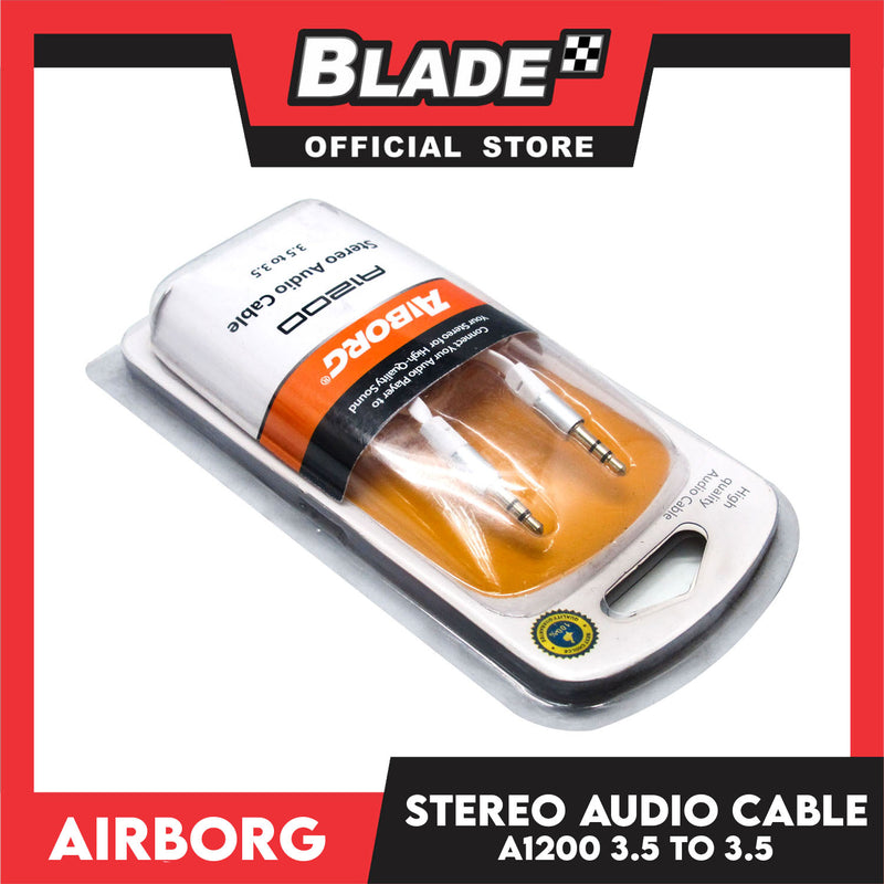 Aiborg 2meters 3.5mm to 3.5mm Male Stereo Audio Cable A1200 (White)
