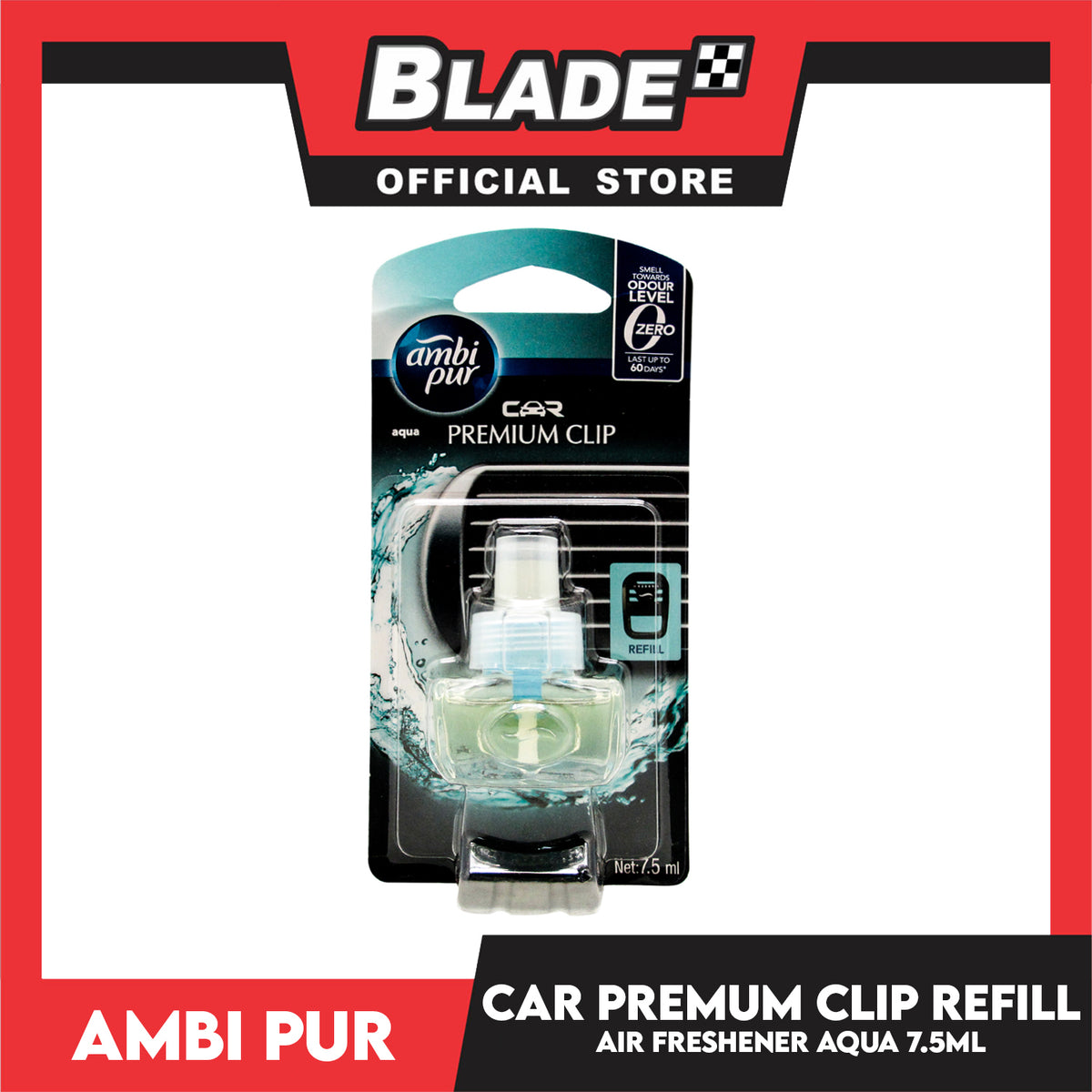 Ambi Pur Car Air Freshener Premium Clip Refill (Aqua) 7.5ml