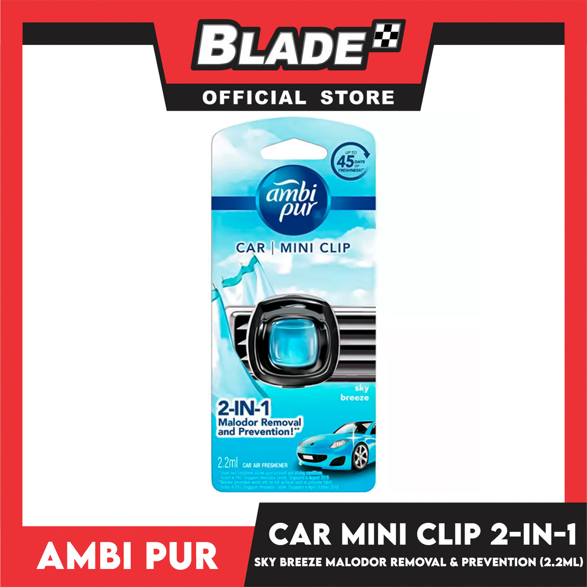 AmbiPur Car Air Freshener Mini Clip (Sky Breeze) 2.2mL