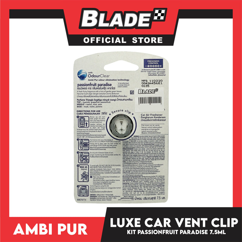 Ambi Pur Luxe Car Vent Clip Kit 7.5ml Passionfruit Paradise