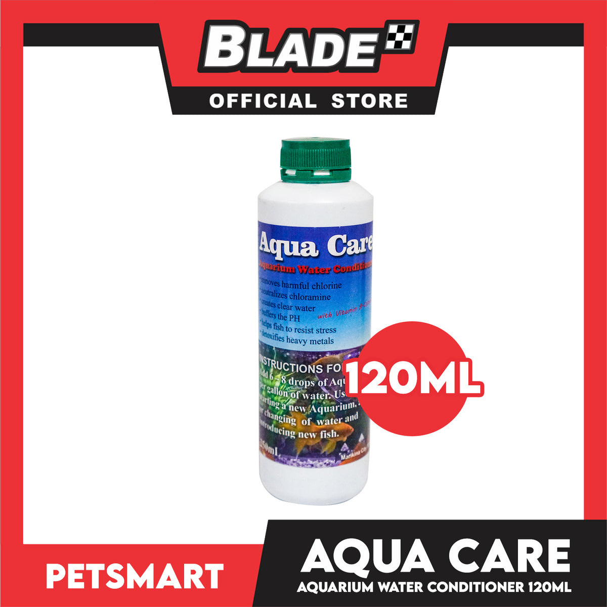 Aqua Care Aquarium Water Conditioner With Vitamin B-Complex 120ml Removes Harmful Chlorine