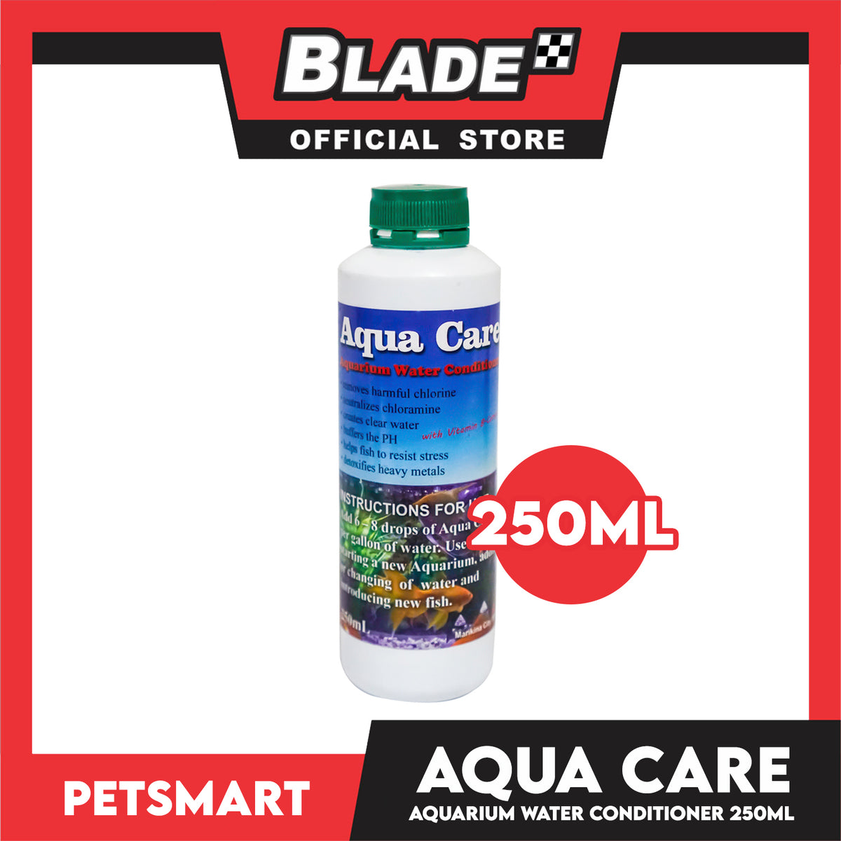Aqua Care Aquarium Water Conditioner With Vitamin B-Complex 250ml Removes Harmful Chlorine, Creates Clear Water