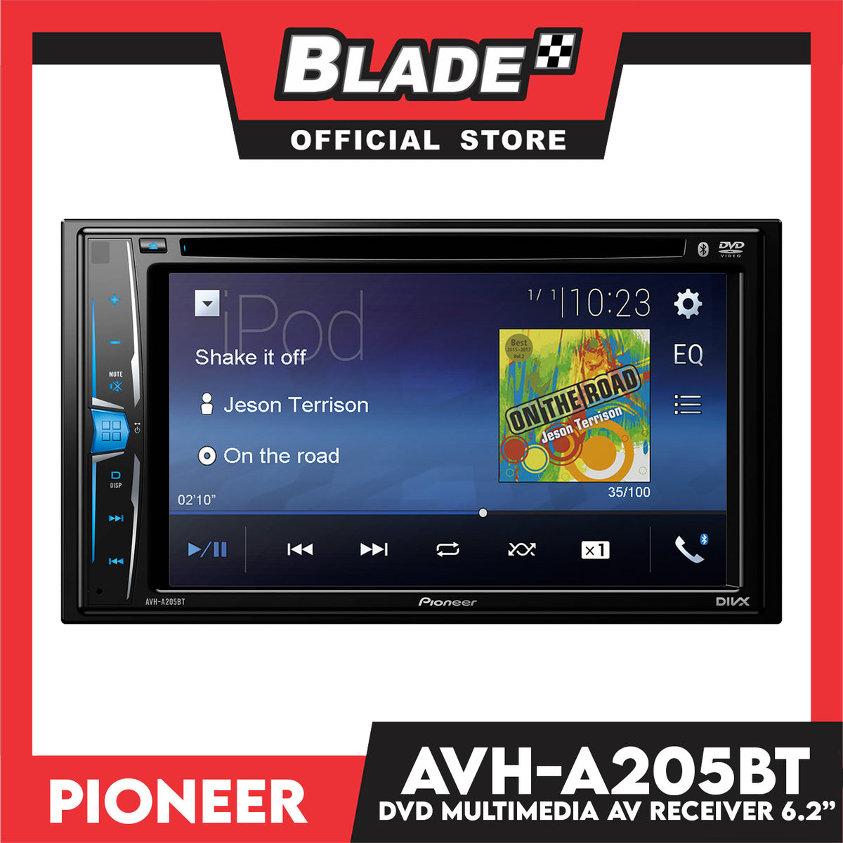 Pioneer 6.2'' In-Dash Double-DIN DVD Multimedia AV Receiver AVH-A205BT