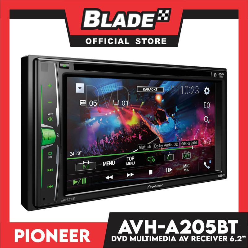Pioneer 6.2'' In-Dash Double-DIN DVD Multimedia AV Receiver AVH-A205BT