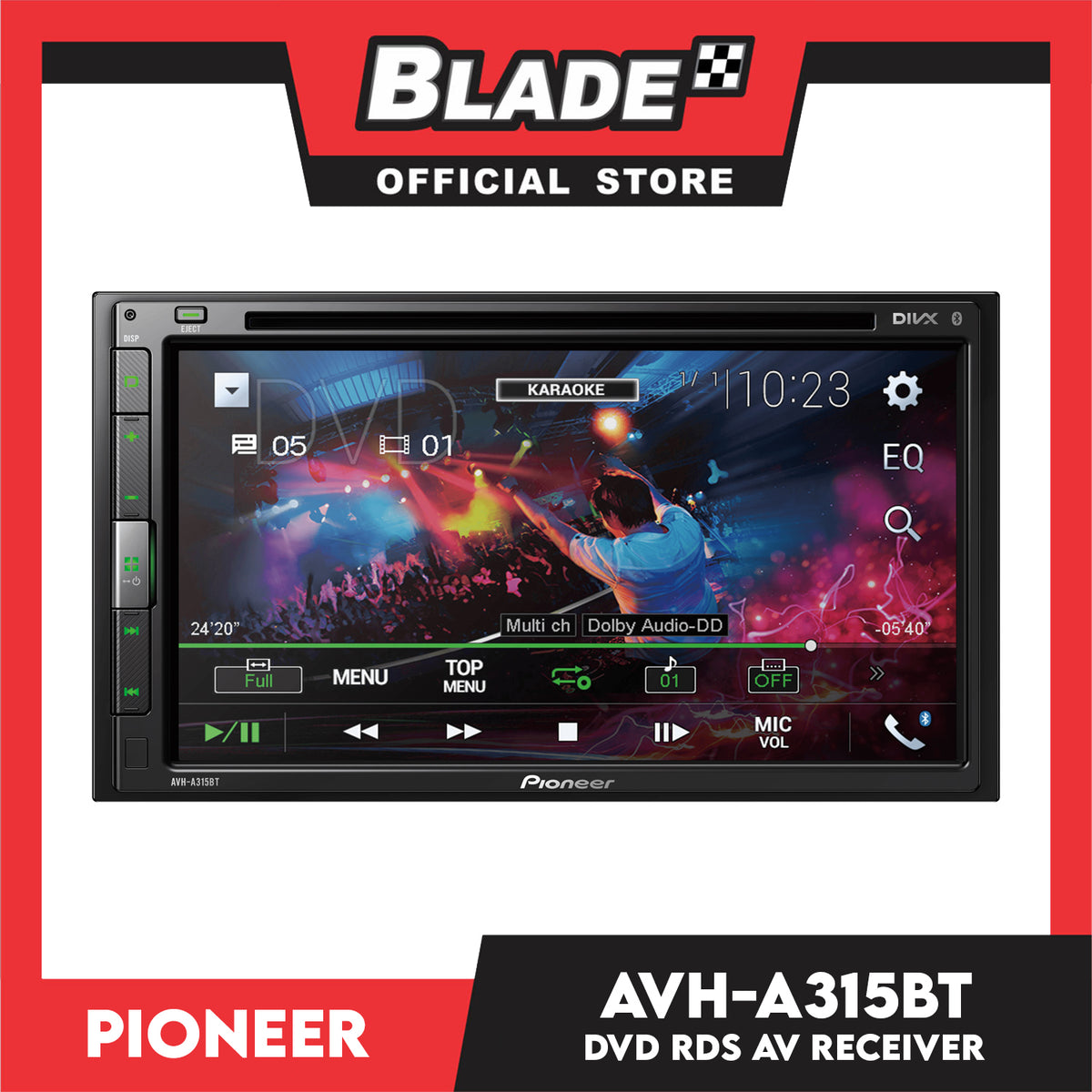 Pioneer AVH-A315BT 6.8'' DVD RDS AV Receiver WVGA Touchscreen Display