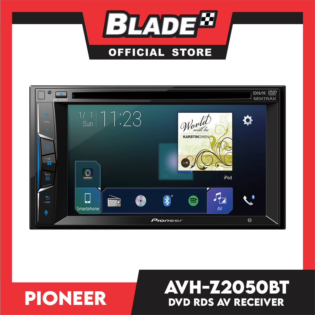 Pioneer AVH-Z2050BT In-Dash Double-DIN DVD Multimedia AV Receiver with 6.2″ WVGA Touchscreen Display, Mobile Devices from USB Device