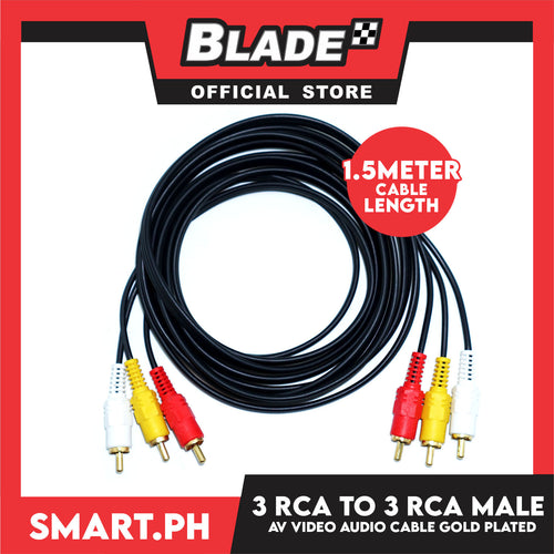 1.5 Meters 3 RCA to 3 RCA Male AV Video Audio Cable Gold Plated for Home-Entertainment system
