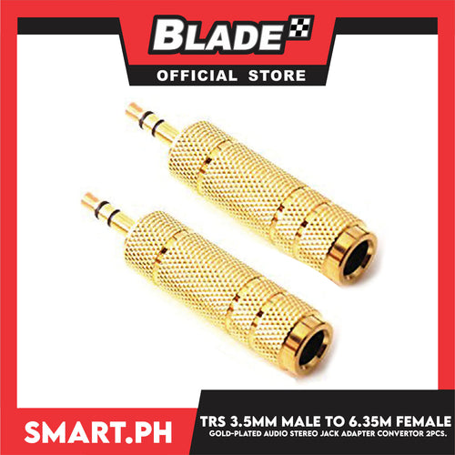 2Pcs 6.35mm (1/4 inch) Male to 3.5mm (1/8 inch) Female Stereo Audio Adapter Gold Plated Converter for Guitar, Headphones, Amplifier and More