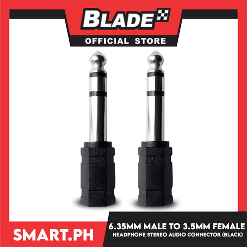 2Pcs 6.35mm Male to 3.5mm Female Headphone Stereo Audio Connector (Black) Connector for Amplifiers, Headphone, Stereo