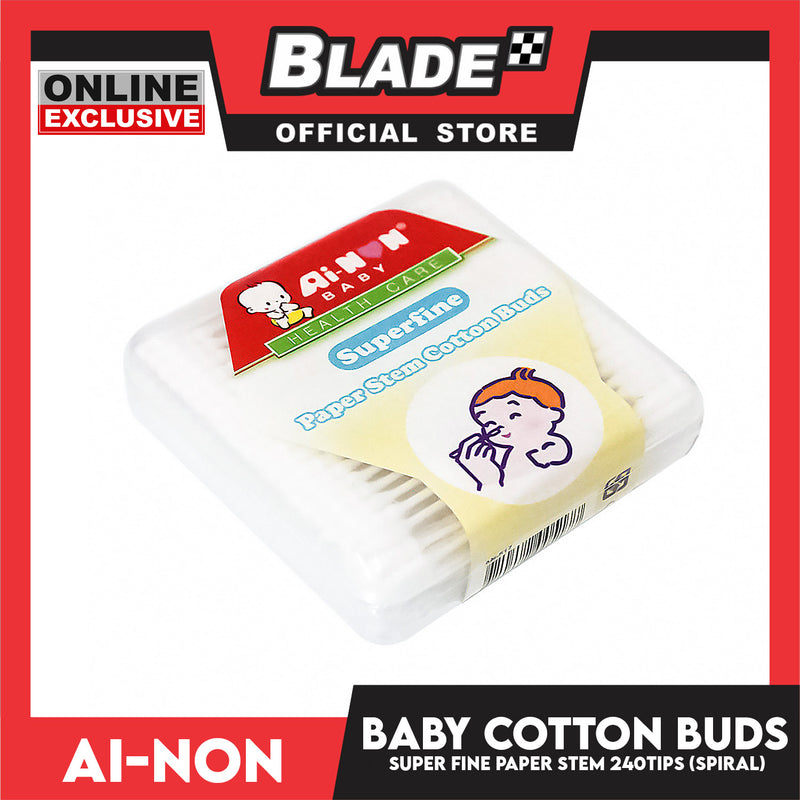 Ainon Baby Super Fine Power Stem Cotton Buds Spiral 240 Tips AN517