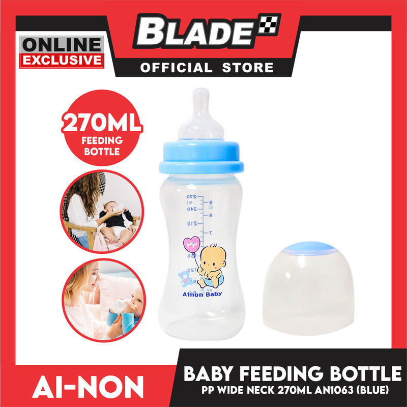Ainon Baby Feeding Bottle PP Wide Neck 270ml AN1063 (Blue)