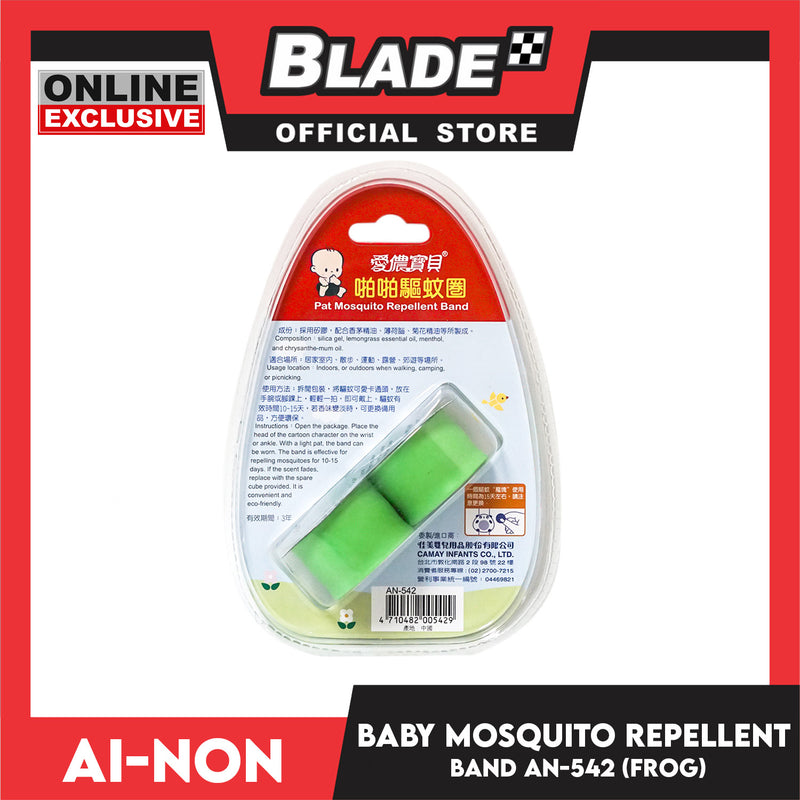 Ainon Baby Pat Mosquito Repellent Band with 2pcs Refill AN542G (Frog)