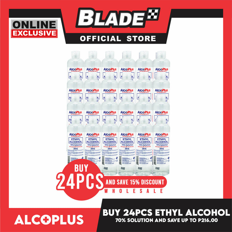 Wholesale 24Pcs AlcoPlus Alcohol 70% Solution 250ml with Active Germ Defense Save up to P261