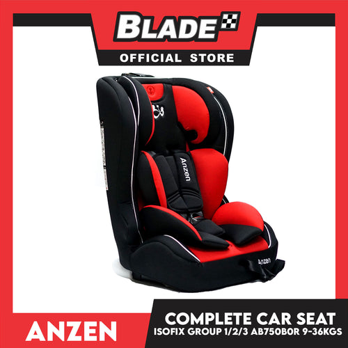 Anzen Child Car Seat Complete Safety ISOFIX Support Group 1, 2 & 3 (Black/Red)- Baby Car Seat, Infant Car Seat